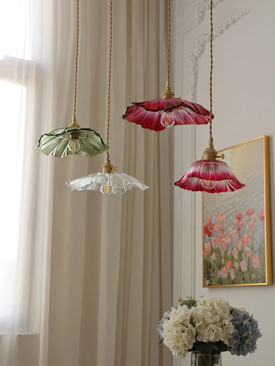 Decorbites™ Japanische Sonnenblumen-Glasanhängerleuchten Moderne Messing-Hanglampenarmatur