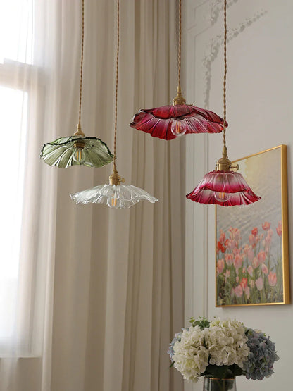 Decorbites™ Japanische Sonnenblumen-Glasanhängerleuchten Moderne Messing-Hanglampenarmatur