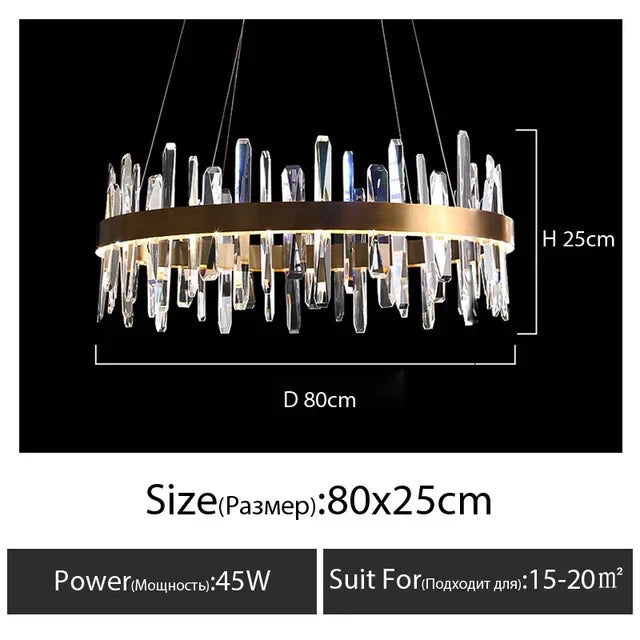 Gold Crystal Round Chandelier K9 Long DIA100cm