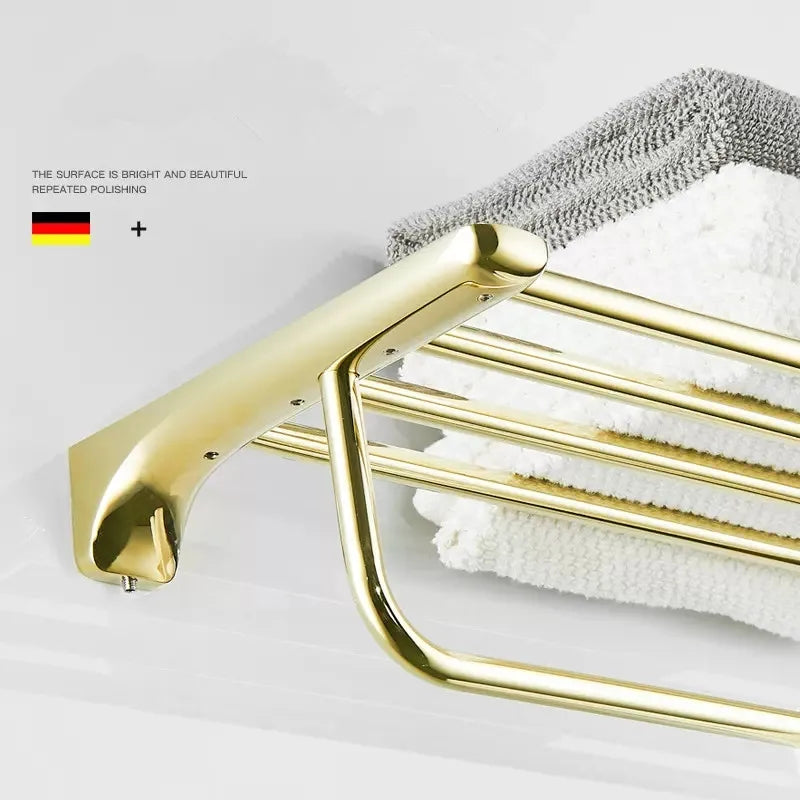 Decorbites™ Gold-Badmöbel-Set: Handtuchhalter, Regal, Papierhalter, Handtuchhalter, Toilettenbürstenhalter