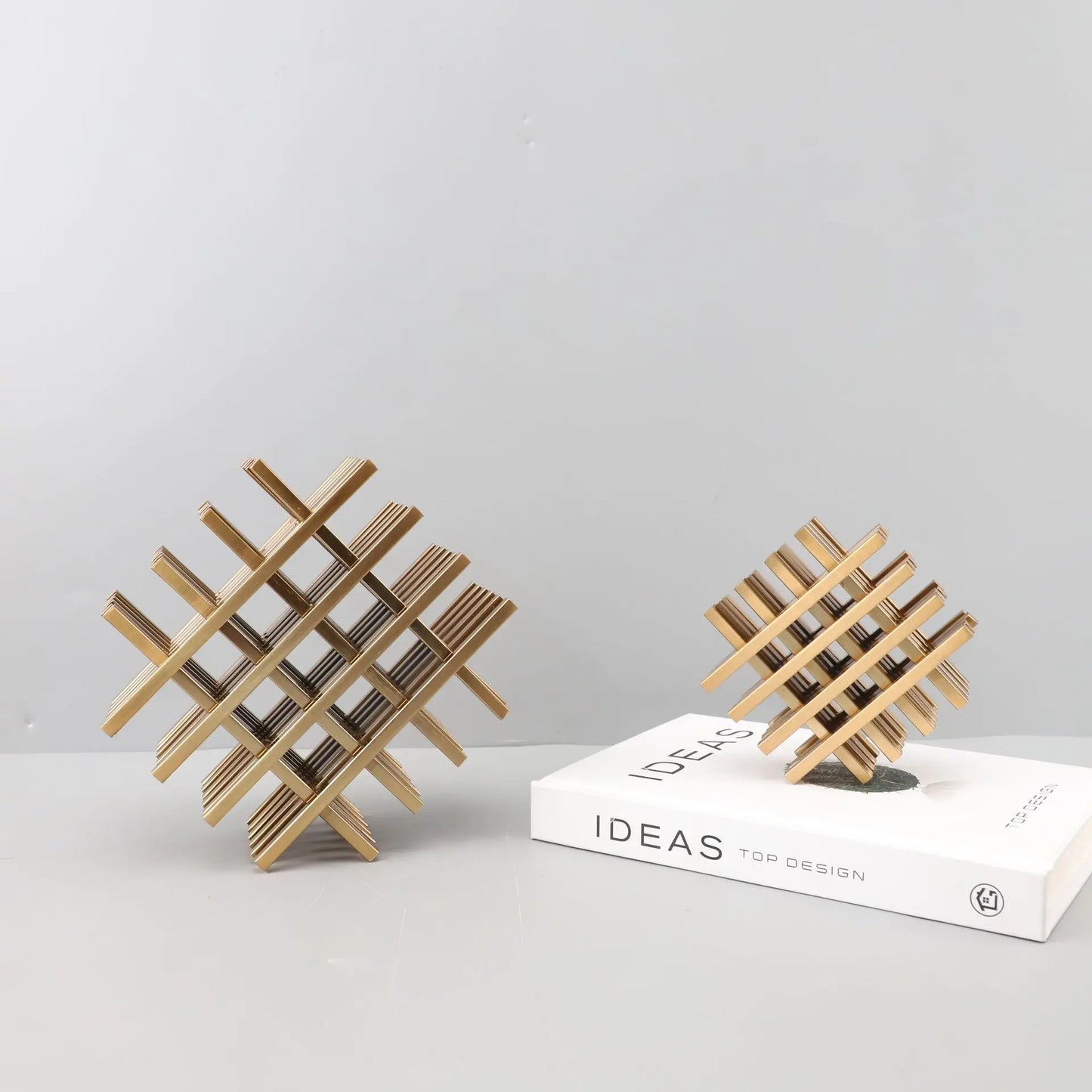 DecorBites™ Geometric Block Metal Sculpture Abstract Square Decor Figurines, Home Decor Accessories