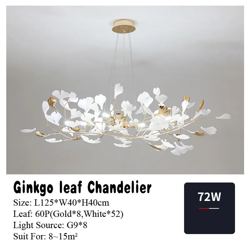 Gold Branch Chandelier With Porcelain Leaves