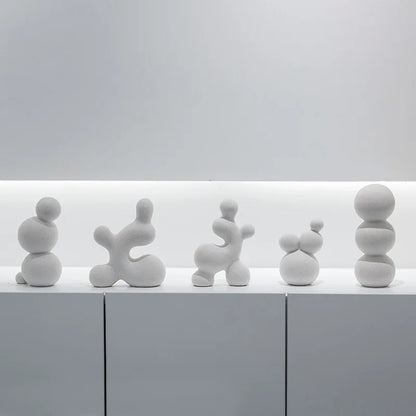 Decorbites™ Geometrische Keramik-Handwerks-Skulptur: Abstraktes kreisförmiges Desktop-Ornament für die Heimdekoration