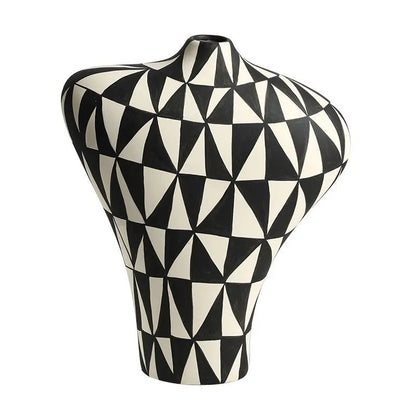 DecorBites™ Geometric Diamond Ceramic Vase for Home Decoration and Flower Arrangement