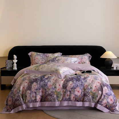 DecorBites™ Eucalyptus Fiber Flowers Print Bedding Set - Soft Silky Cool Feel