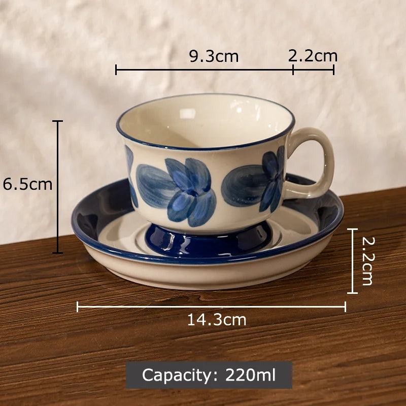 Decorbites™ Blumenmuster Keramik-Tasse- und Untertassenservice Vergoldeter Kaffee-Tee-Becher Saftbehälter