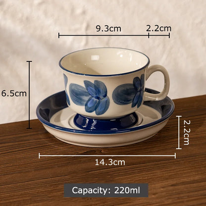 Decorbites™ Blumenmuster Keramik-Tasse- und Untertassenservice Vergoldeter Kaffee-Tee-Becher Saftbehälter