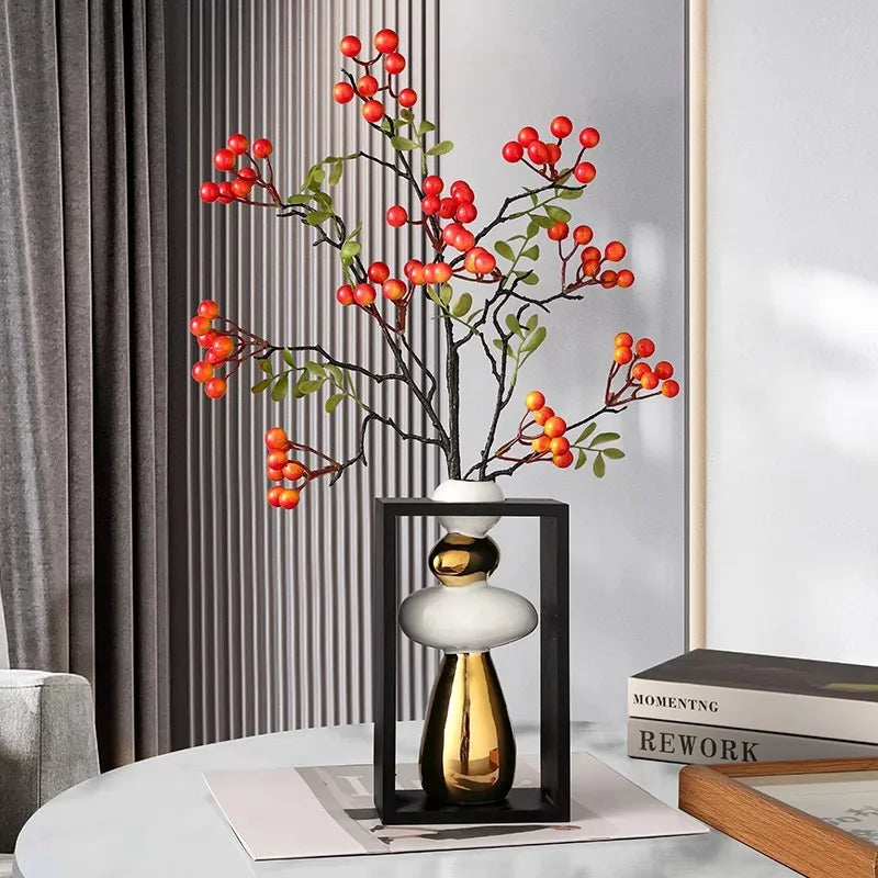 DecorBites™ Geometric Golden Rockery Vase Stack for Home Decor