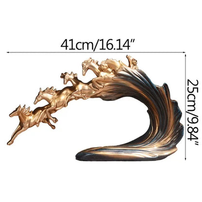 Decorbites™ Galoppierendes Pferd Luxus-Skulptur: Elegante Dekoration für Büro, Wohnzimmer & Geschäft.