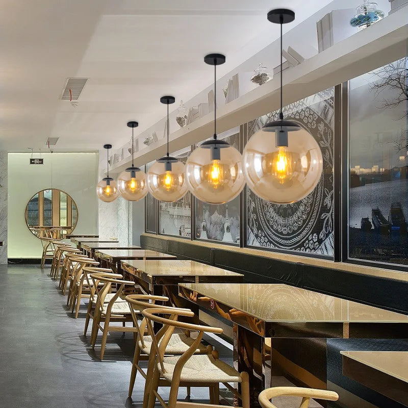 DecorBites™ Glass Ball LED Pendant Lights for Home, Office, and Restaurant Decor