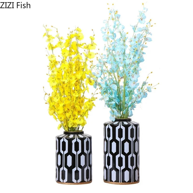 Decorbites™ Geometrische Streifen Keramikvase Heimdekoration Aufbewahrungstank Wohnzimmer Tisch
