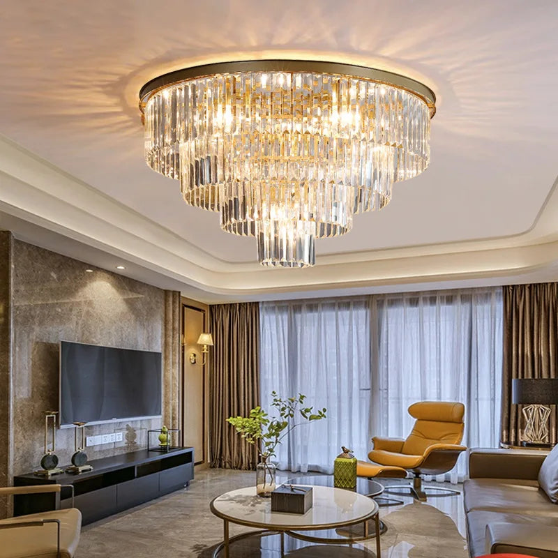 Gold Crystal Ceiling Fixture 60cm Diameter