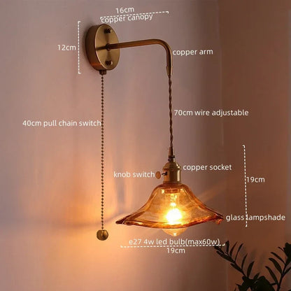Decorbites™ Glas-Kupfer-LED-Wandleuchte im Vintage-Stil für Schlafzimmer, Esszimmer und Spiegellicht