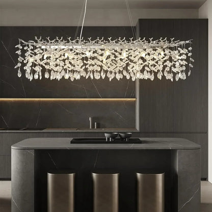 Decorbites™ Kristallzweigenleuchter für Esszimmer, Wohnzimmer, Schlafzimmer – Chrom – Rundes Design
