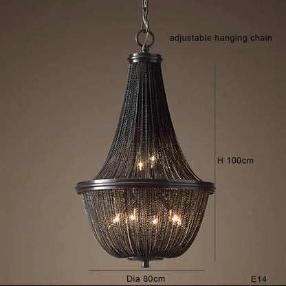 Decorbites™ Schwarze Aluminium-Ketten-Quaste-Hängeleuchte - Dimmbare Klassische Kronleuchter