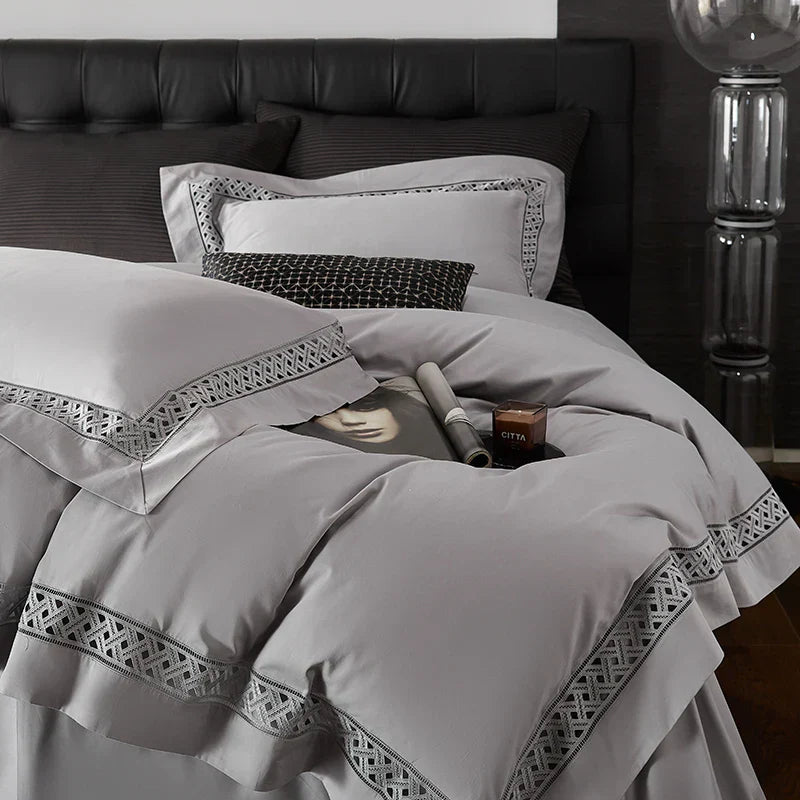 DecorBites™ Egyptian Cotton Luxury Hotel Bedding Set: Duvet, Sheet, Pillowcases