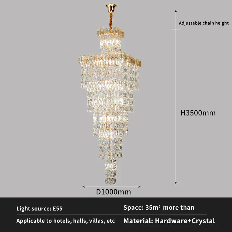 Decorbites™ Kristall-Hohlkristall-Treppen-Chandelier für Duplex-Villa und Hotel-Lobby