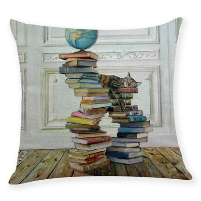DecorBites™ Creative Cat Linen Pillow Case 45x45cm - Sofa Cushion Cover