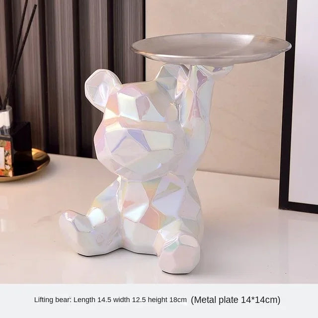 DecorBites™ Geometric Bear Piggy Bank Key Tray Cosmetic Bookshelf Statue & Storage Box