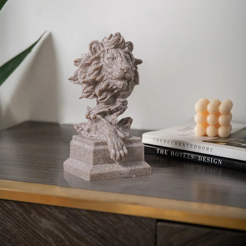 Decorbites™ Löwenkopf-Harzstatue Vintage Tier-Imitat-Bronze Heim- und Büro-Dekoration