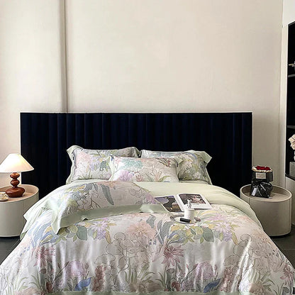 DecorBites™ Eucalyptus Fiber Flowers Print Bedding Set - Soft Silky Cool Feel