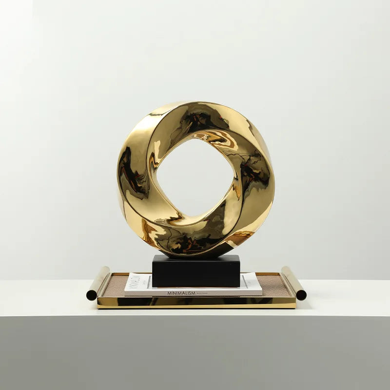 DecorBites™ Geometric Gold Ring Hollow Decor Figurines Home Accessory