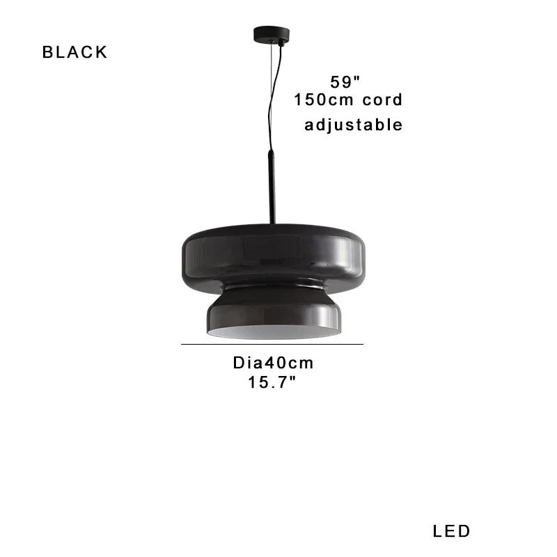 Green Glass Pendant Light Polished Steel 60cm