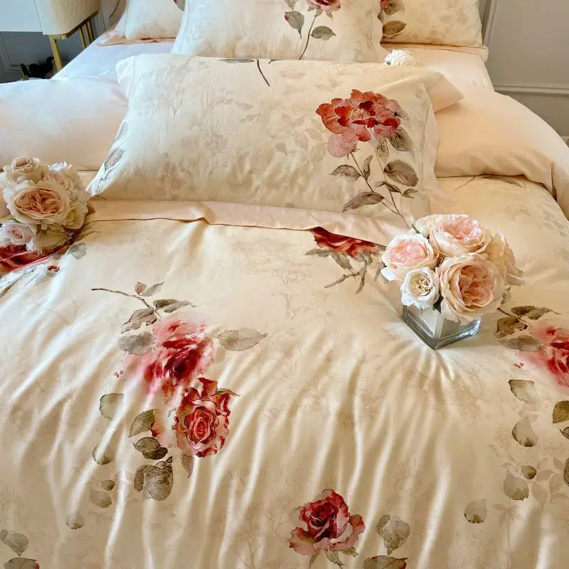 Decorbites™ Französisches Vintage-Rosen-1000TC-Ägyptische-Baumwoll-Bettwäsche-Set