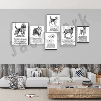 Decorbites™ Hunderassen-Poster: Chinesischer Nackthund, Chesapeake Bay Retriever, Brüsseler Griffon, + Mehr