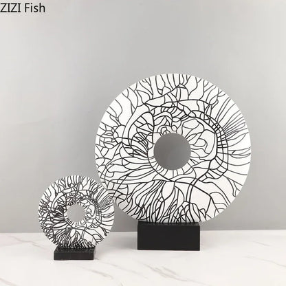 DecorBites™ Circle Ornament Desk Decoration Resin Ring Statue Modern Crafts Decor