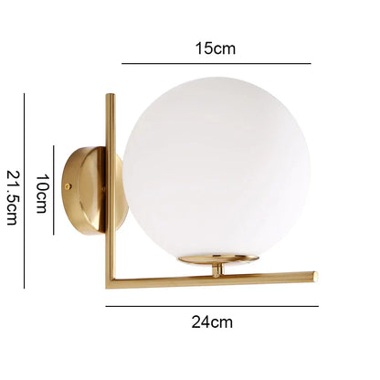 Decorbites™ Goldene Glas-Kugel-Wandleuchte LED Runde Kugel-Wandlampe