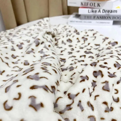 DecorBites™ Leopard Print Warm Blanket for Office, Dorm, and Sofa