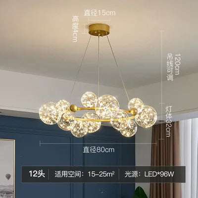 Decorbites™ Goldener Ring-Glasball-Lüster mit Fernbedienung für Wohn- und Esszimmer