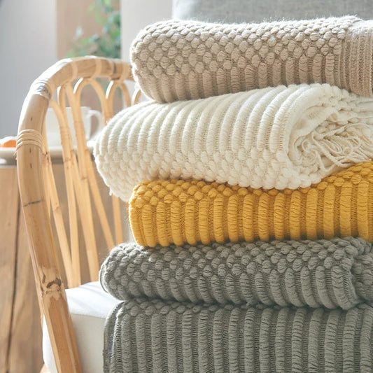 DecorBites™ Cozy Knitted Sofa Blanket - Winter Home Office Nap Comfort
