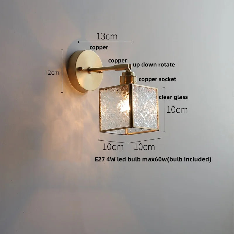 Decorbites™ Japanischer Stil LED-Wandleuchte mit klarem Glas und Zugschalter Nachttischlampe