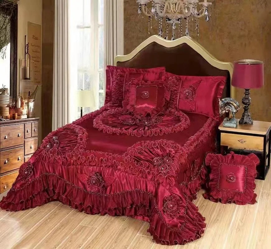 Champagne Jacquard Lace Bedspread