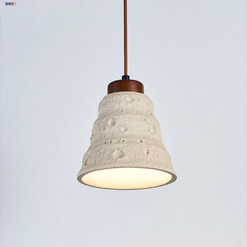 Decorbites™ Japanischer Stil LED-Hängeleuchten mit Holz-Baldachin und Zement-Lampenschirm
