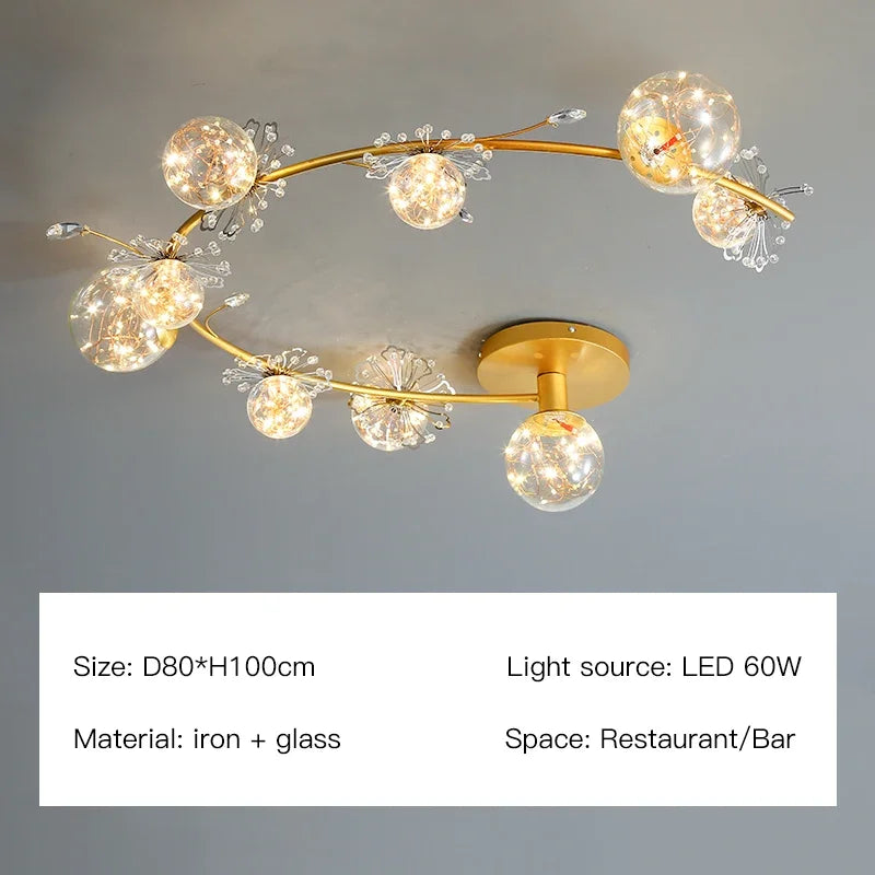 Gold Crystal Glass Ball Chandelier