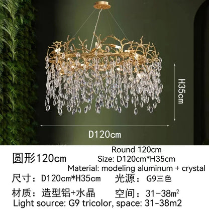 Decorbites™ Golden Crystal Tree Deckenleuchter, Luxuriöse Aluminium-Kunstarmatur