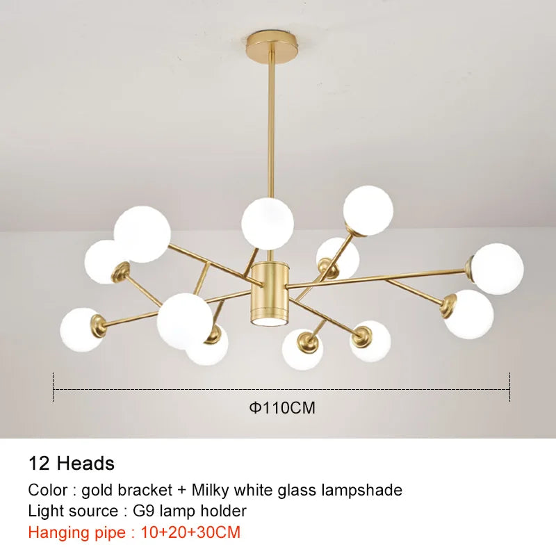 Decorbites™ Schwarze Kronleuchter: Luxuriöse Glas-Hängeleuchte für Zuhause, Schlafzimmer oder Wohnzimmer