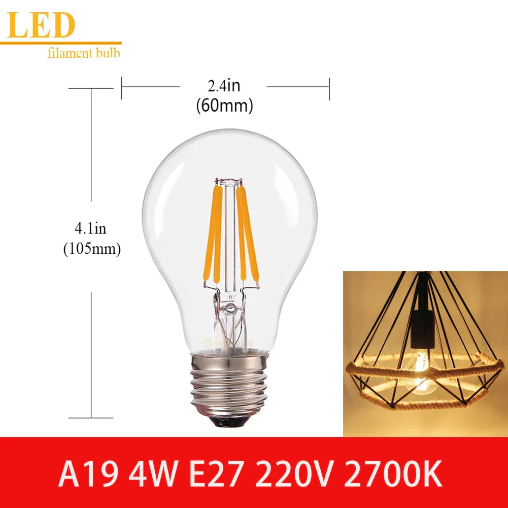 Decorbites™ LED-Filamentlampe Klarer Glas T16 A19 ST64 Dimmbare Vintage-Lampe