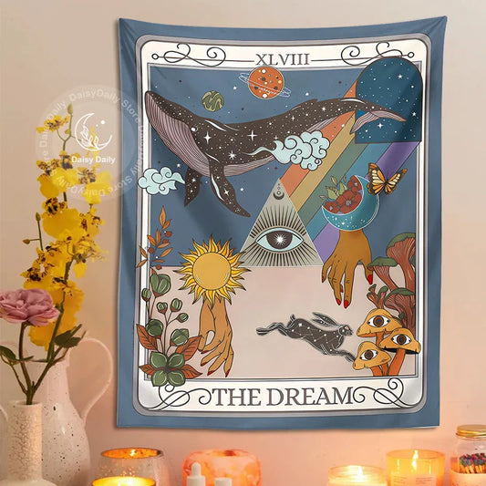 DecorBites™ Dream Tarot Tapestry: Mystical Witchy Decor for Tarot Lovers, Hippie Dorm Art