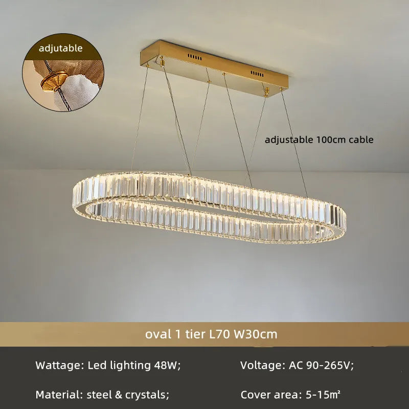 Decorbites™ Kristallkreis LED-Kronleuchter: Nordisch moderner Treppen-Hängeleuchter mit dimmbarem LED für das Wohnzimmer