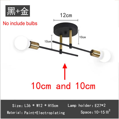 Moderne Industrielle Kronleuchter Deckenleuchte Anhängerlampe 2 Köpfe Schwarz für Wohnzimmer Esszimmer Schlafzimmer Café und Küche