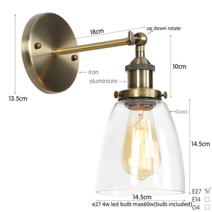 Decorbites™ LED-Wandleuchte mit Zugschalter Industrie-Stil Vintage-Schlafzimmerlampe