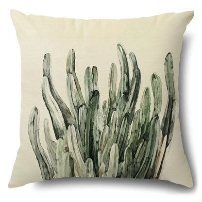 DecorBites™ Green Leaves Decorative Pillow Case - Simple Style Cotton Linen Sofa Cushion Cover