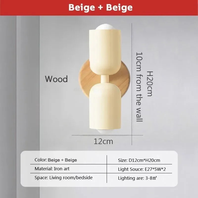DecorBites™ Cream Zipper Wooden Wall Lamp: Minimalist Nordic Design for Bedroom, Living Room Illumination