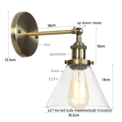 Decorbites™ Klares Glas Eisen LED Wandlampe Rustikales Industrielles Vintage Steckdosensleuchte