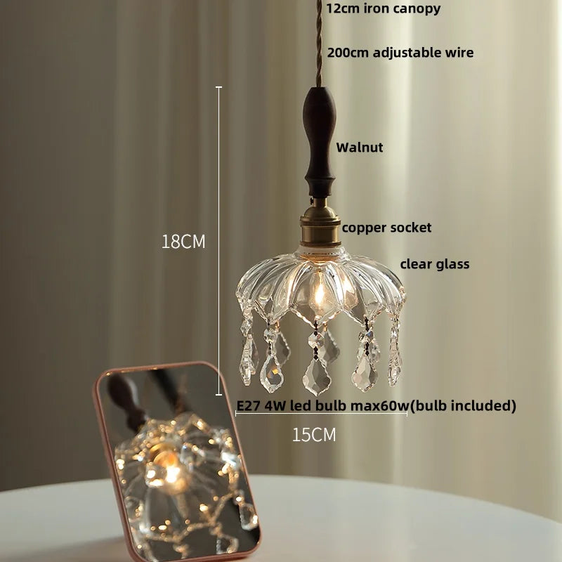 DecorBites™ Crystal Glass LED Pendant Lamp: Modern Luxury Interior Lighting for Home Decor