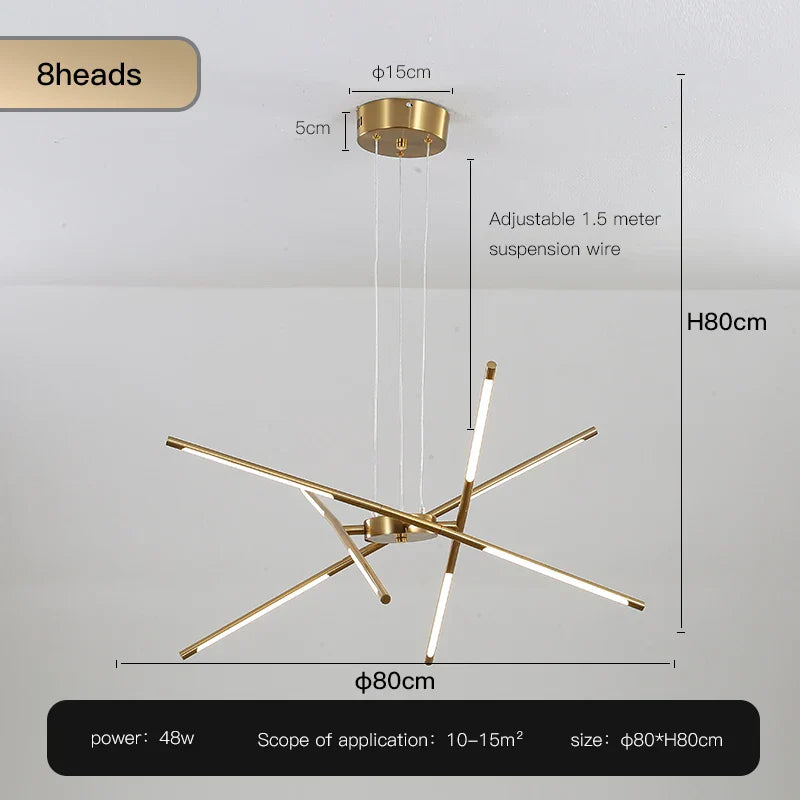 DecorBites™ Gold LED Ceiling Chandelier for Living Room Bedroom Kitchen - Dimmable Pendant Light